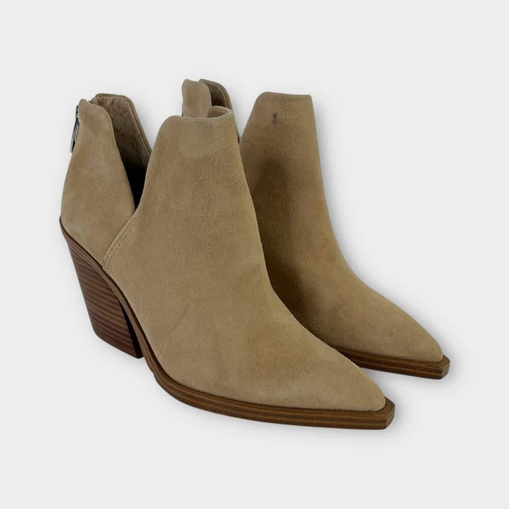 Vince Camuto Gigietta Tan Suede Pointed Toe Heeled Bootie